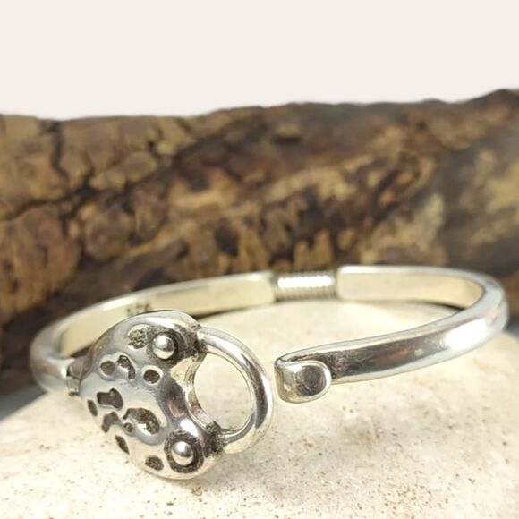 Sterling Silver Abstract Heart Design Cuff Bangle Bracelet NEW - Picture 3 of 4